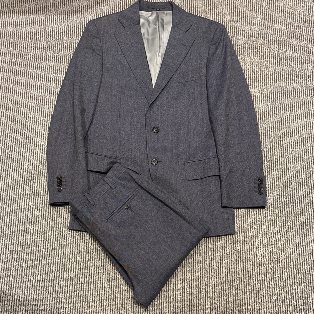 Suit Supply single breasted blue grey heathered suit size 36 Reda Italian wool